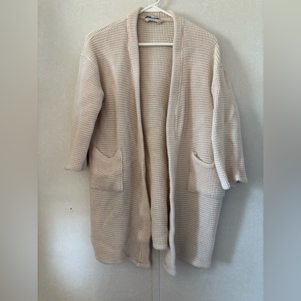 Ettitude Bamboo Waffle Bathrobe in size M cream